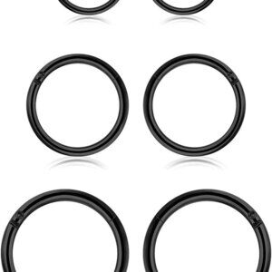 Elegant Black Stainless Steel Clicker Rings for Septum & Cartilage Piercings